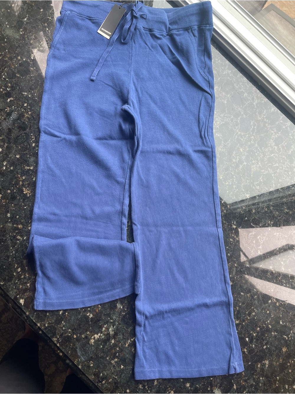 Monrow Royal Blue Drawstring Wide-Leg Joggers